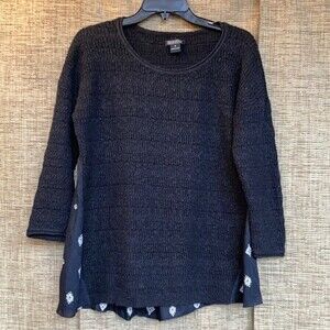 Lucky brand knit top sweater with fabric detail
